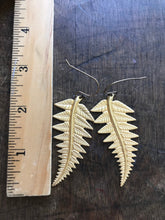Load image into Gallery viewer, large green verde fern earrings