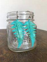 Load image into Gallery viewer, large green verde fern earrings
