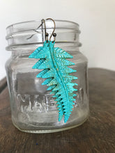Load image into Gallery viewer, large green verde fern earrings