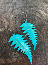 Load image into Gallery viewer, large green verde fern earrings