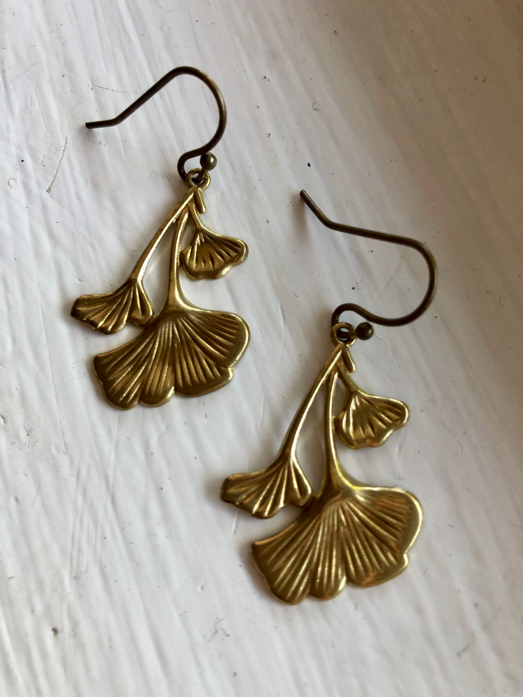 Ginkgo leaf dangle earrings