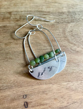 Load image into Gallery viewer, Hand stamped silver mountains with faceted jade stones
