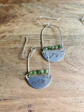 Load image into Gallery viewer, Hand stamped silver mountains with faceted jade stones
