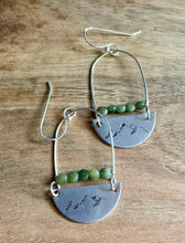 Load image into Gallery viewer, Hand stamped silver mountains with faceted jade stones
