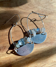 Load image into Gallery viewer, Hand stamped silver stamped moon phase with labradorite

