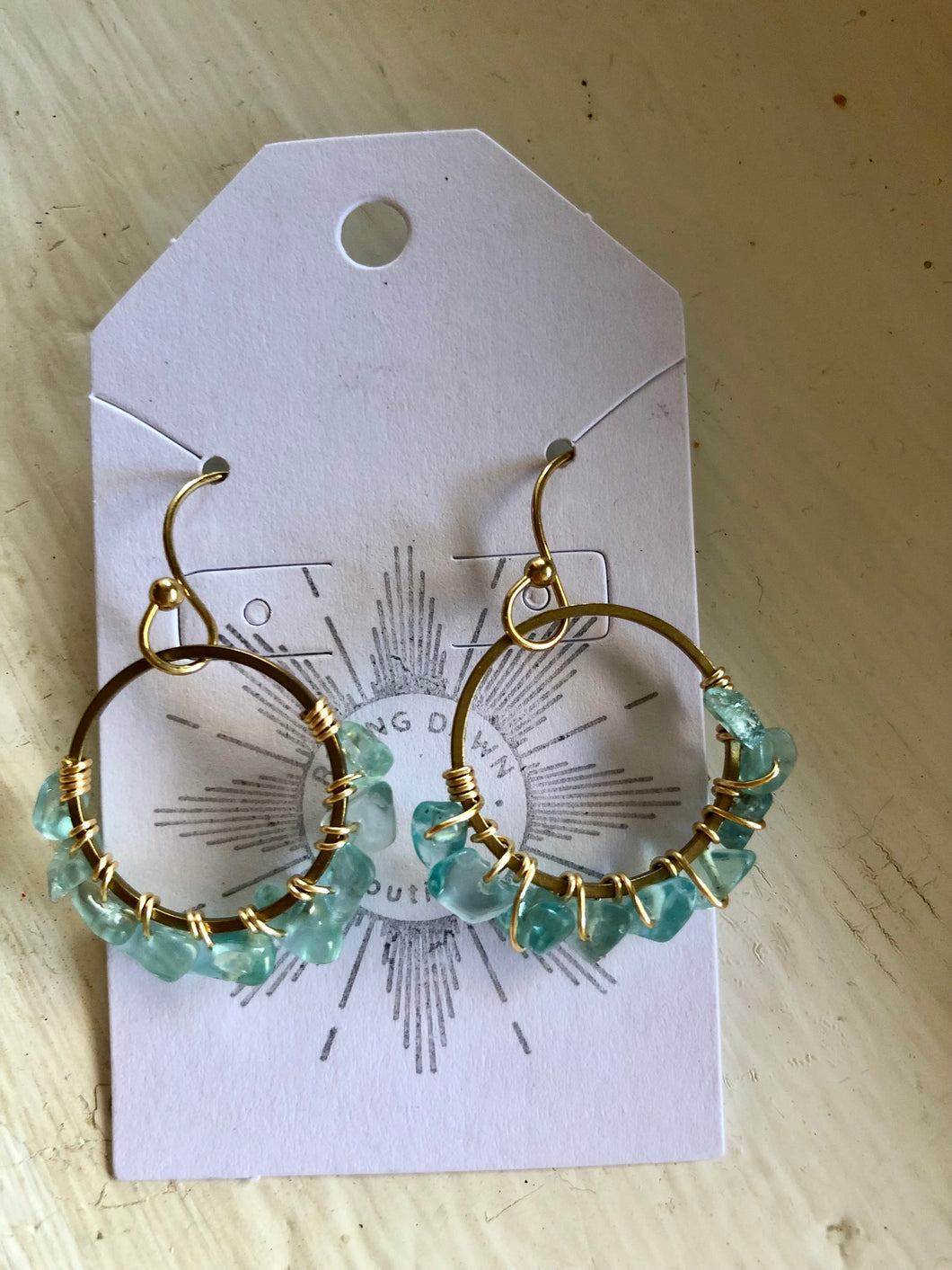 Aquamarine rock Candy hoops