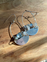 Load image into Gallery viewer, Hand stamped silver stamped moon phase with labradorite
