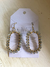 Load image into Gallery viewer, Labradorite stone hoops
