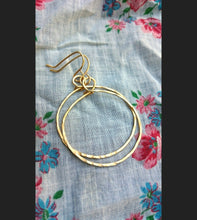 Load image into Gallery viewer, Gold hammered hoops
