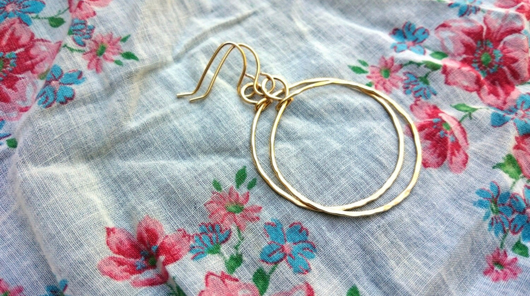 Gold hammered hoops