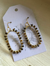 Load image into Gallery viewer, Tiger’s eye stone hoops
