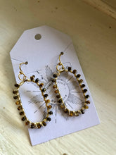 Load image into Gallery viewer, Tiger’s eye stone hoops
