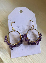 Load image into Gallery viewer, Amethyst rock Candy hoops
