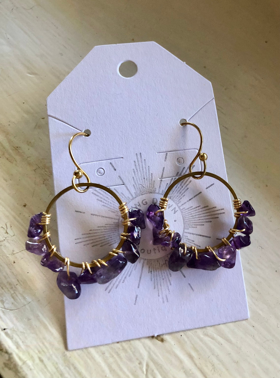 Amethyst rock Candy hoops