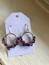 Load image into Gallery viewer, Amethyst rock Candy hoops
