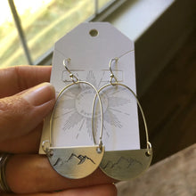Load image into Gallery viewer, Hammered SILVER half circles and pearls hoop earrings
