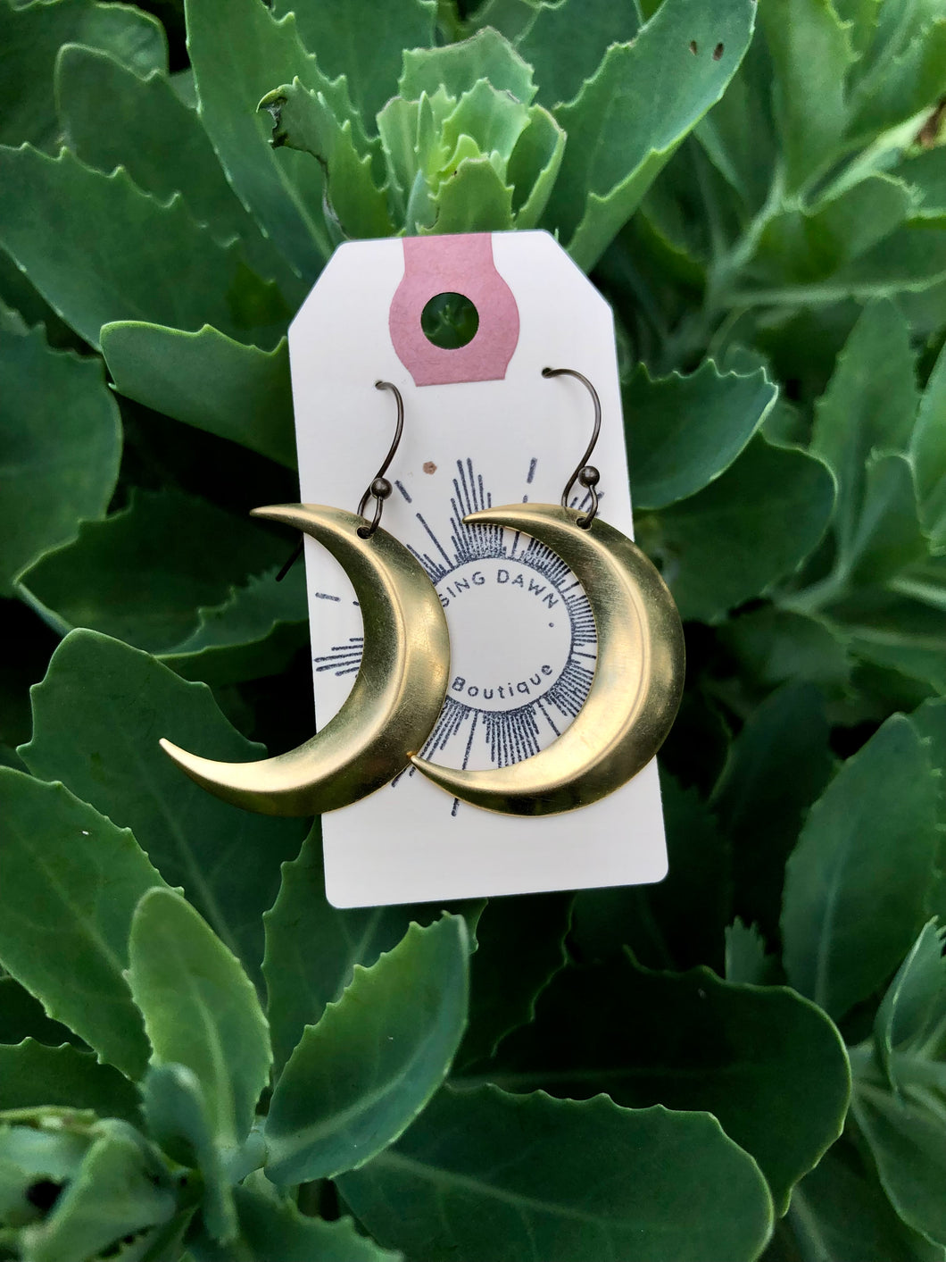 Brass Crescent Moon earrings
