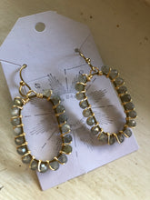 Load image into Gallery viewer, Labradorite stone hoops
