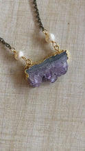 Load and play video in Gallery viewer, Amethyst slice with freshwater pearls
