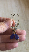 Load and play video in Gallery viewer, Lapis and labradorite stone earrings
