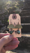 Load and play video in Gallery viewer, Hammered brass and stone earrings
