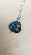 Load and play video in Gallery viewer, Large labradorite teardrop on a sterling chain
