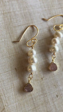 Load and play video in Gallery viewer, Freshwater pearls and pink druzy earrings
