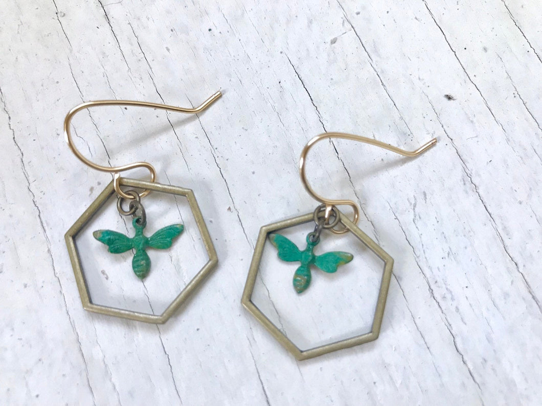 honey bee verde earrings