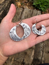 Load image into Gallery viewer, Wildflower moon earrings in silver earrings, large
