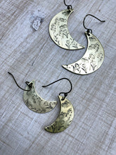 Load image into Gallery viewer, Wildflower moon earrings in gold earrings, small
