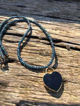 Load image into Gallery viewer, Black onyx heart on a beaded chain
