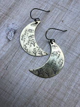 Load image into Gallery viewer, Wildflower moon earrings in gold earrings, large
