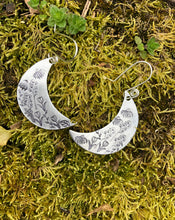 Load image into Gallery viewer, Wildflower moon earrings in silver earrings, small
