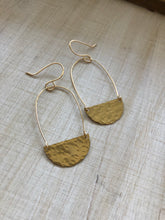 Load image into Gallery viewer, Hammered brass half circles and hoop earrings
