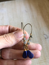 Load image into Gallery viewer, Lapis and labradorite stone earrings
