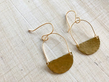 Load image into Gallery viewer, Small hammered brass half circles and hoop earrings
