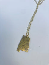 Load image into Gallery viewer, State of Alabama brass wildflower necklace
