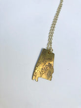 Load image into Gallery viewer, State of Alabama brass wildflower necklace
