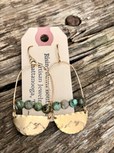 Load image into Gallery viewer, Hand stamped mountains with turquoise beads
