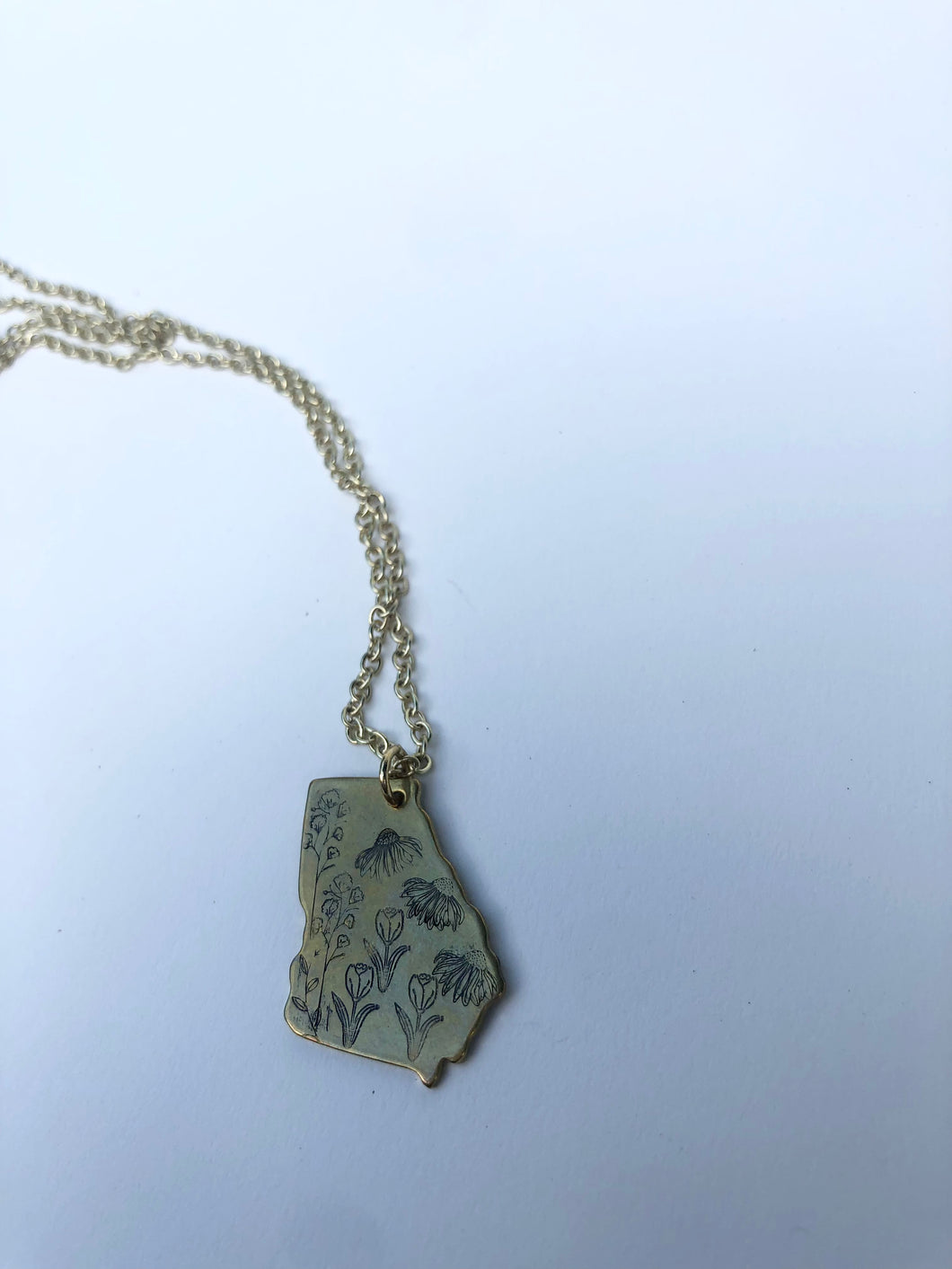 State of Georgia brass wildflower necklace