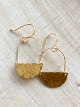 Load image into Gallery viewer, Small hammered brass half circles and hoop earrings
