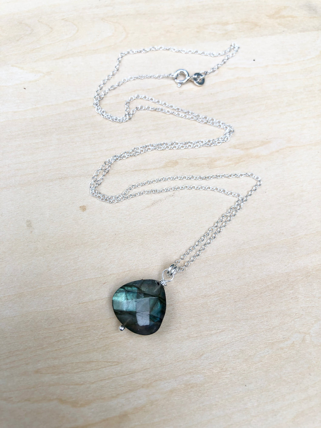 Large labradorite teardrop on a sterling chain