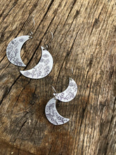 Load image into Gallery viewer, Wildflower moon earrings in silver earrings, large
