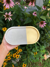 Load image into Gallery viewer, Concrete accessory tray with gold accent
