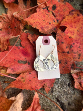 Load image into Gallery viewer, Stamped wildflower earrings, brass teardrop earrings
