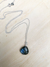 Load image into Gallery viewer, Large labradorite teardrop on a sterling chain
